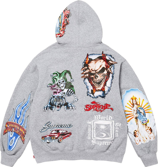 Supreme Stickers Hooded Sweatshirt Heather Grey