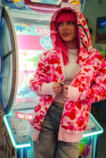 BAPE ABC Camo Shark Full Zip Hoodie Pink Camo
