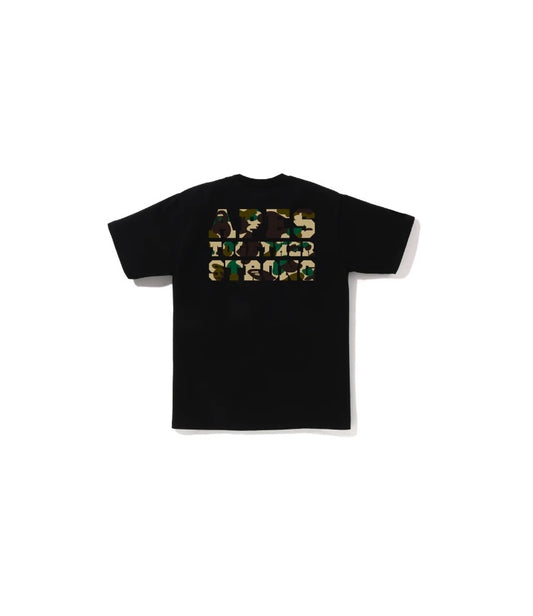 A Bathing Ape Ist Camo College Ats Tee Black - 001TEI301012X-BLK