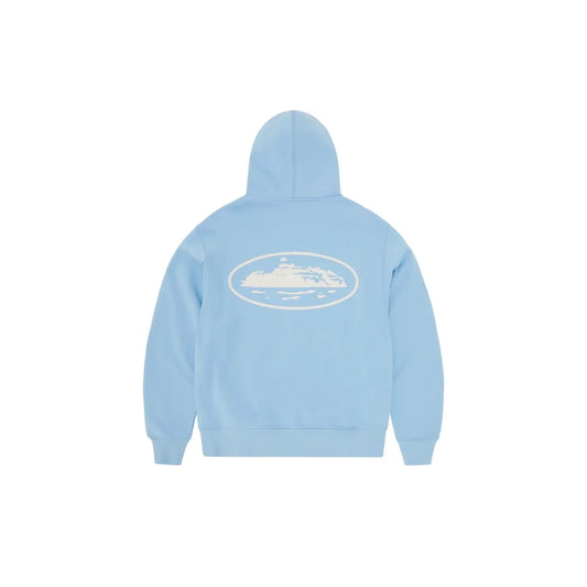 Corteiz Island Puff Print Zip Hoodie Baby Blue