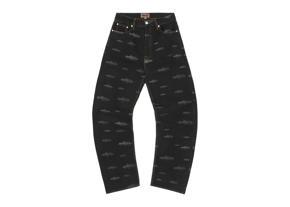 Corteiz Alcatraz Pattern Denim Jeans Black