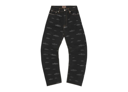 Corteiz Alcatraz Pattern Denim Jeans Black