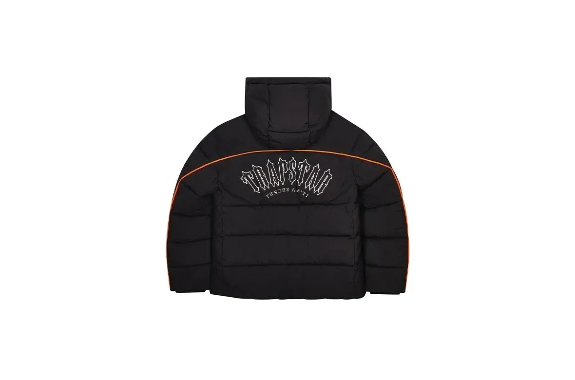 Trapstar Irongate Arch Pipping Puffer Jacket Black Orange