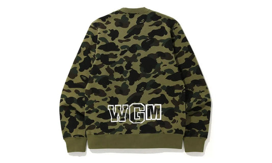 BAPE 1st Camo White Shark Crewneck Green