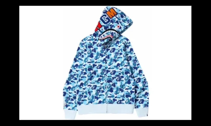 Blue shark fashion bape hoodie