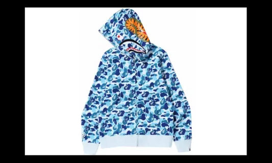 Bape BAPE ABC Camo Shark Full Zip Hoodie Blue - BAPE-ACSFZH-BLUE