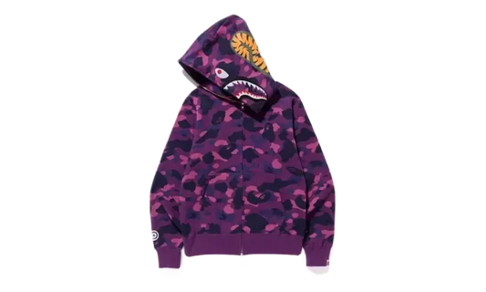 Bape Bape Color Camo Shark Full Zip Hoodie Purple - BAPE-COCASFZH-PURPLE