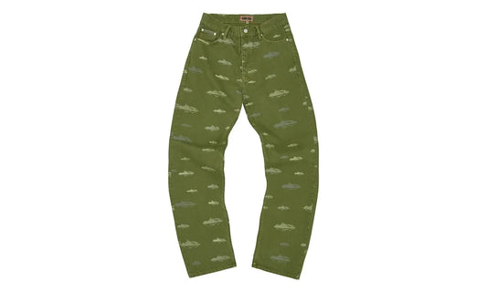 Corteiz Alcatraz Pattern Denim Jeans Khaki - CORT-CAPDJK-KHAKI