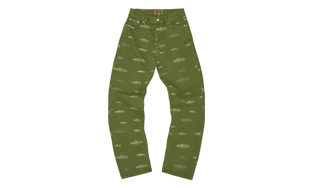Corteiz Alcatraz Pattern Denim Jeans Khaki - CORT-CAPDJK-KHAKI