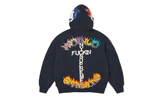 Supreme Supreme Fuck You Zip Up Hooded Sweatshirt Navy
