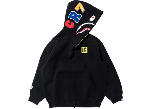 BAPE X CR7 Life Logo Relaxed Fit Shark Full Zip II Hoodie Black