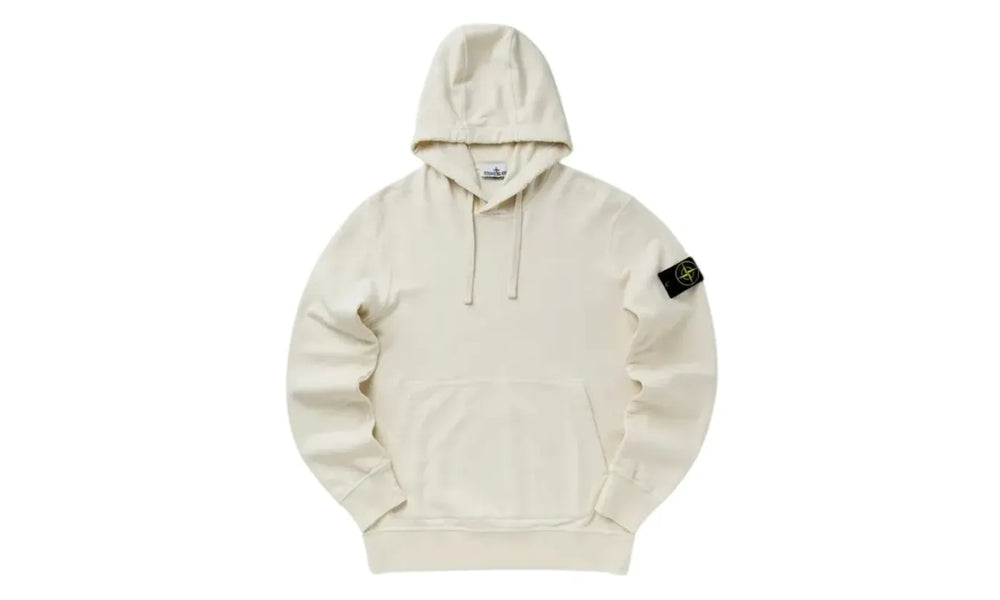 Stone Island 6100062 Organic Cotton Fleece Regular Fit Hooded Sweatshirt Ivory