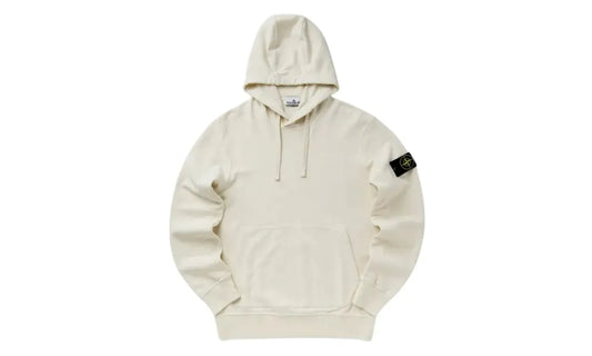 Stone Island 6100062 Organic Cotton Fleece Regular Fit Hooded Sweatshirt Ivory