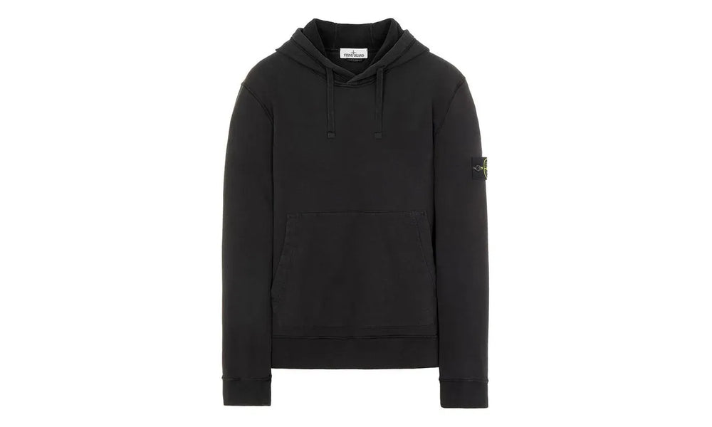 Stone Island Brushed Cotton Fleece Hooded Sweatshirt Black