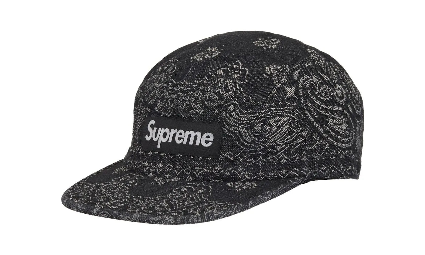 Supreme Bandana Jacquard Denim Camp Cap Black - SUPR-SBJDCC-BLACK