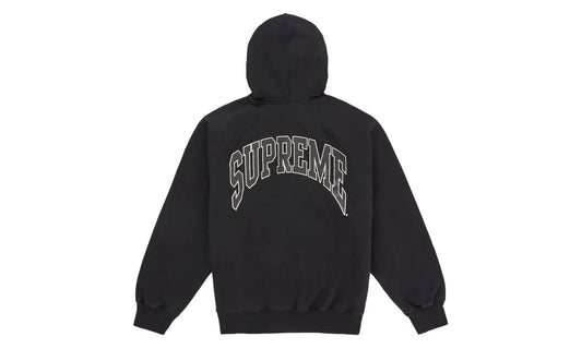 Supreme Cracked Raglan Zip Up Hooded Sweatshirt Black