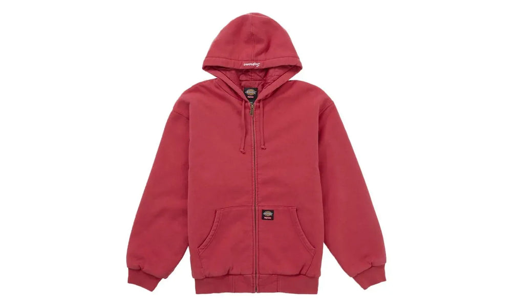 Supreme Dickies Quilted Lined Zip Up Hooded Sweatshirt (FW25) Red
