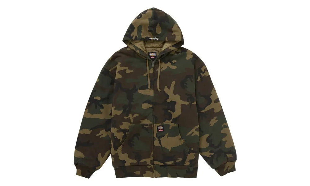 Supreme Dickies Quilted Lined Zip Up Hooded Sweatshirt (FW25) Woodland Camo