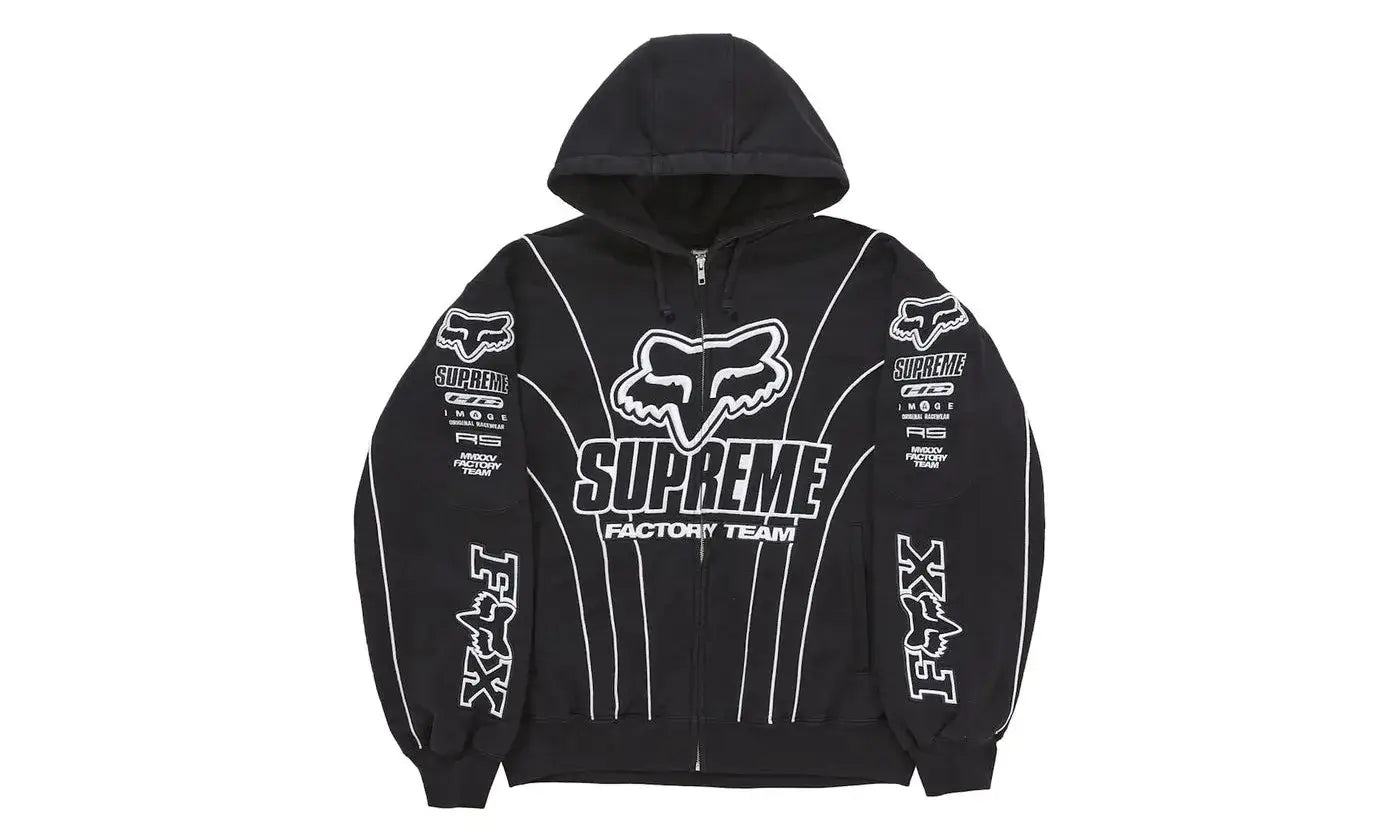 Supreme Fox Racing Zip Up Hooded Sweatshirt Black