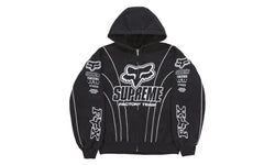 Supreme Fox Racing Zip Up Hooded Sweatshirt Black
