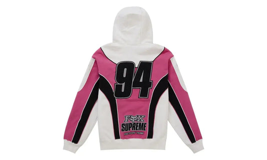 Supreme Fox Racing Zip Up Hooded Sweatshirt White