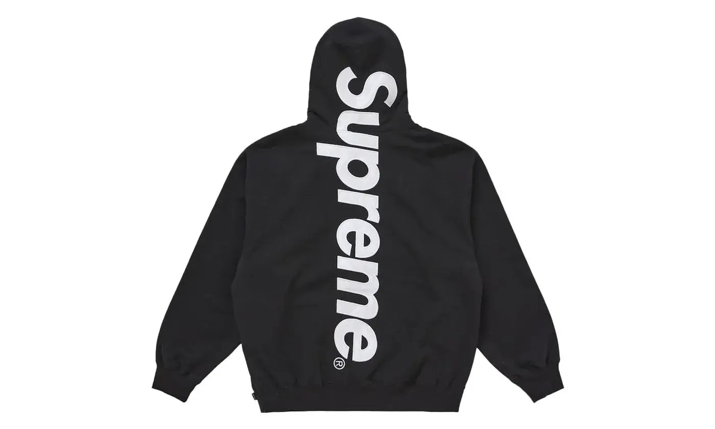 Supreme Satin Appliqué Hooded Sweatshirt (FW25) Black- APLUG