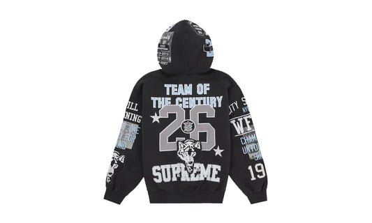 Supreme Warriors Applique Zip Up Hooded Sweatshirt Black