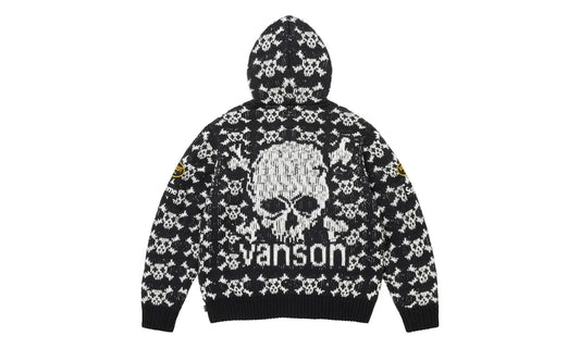 Supreme Supreme Vanson Leathers Skull Zip Up Hooded Sweater Brown Black
