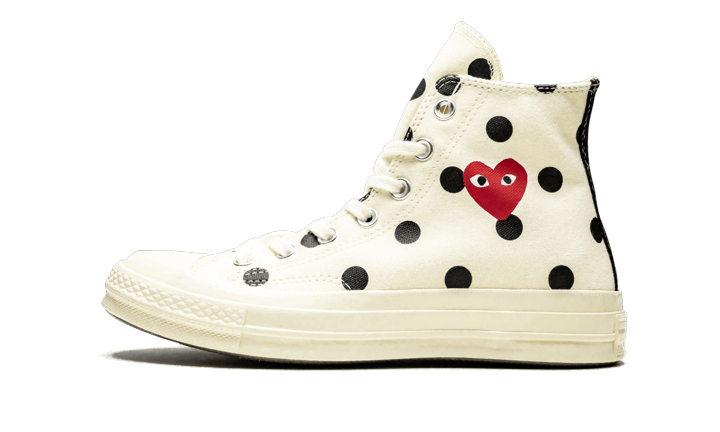 Chuck Taylor All Star 70s Hi Comme des Garcons PLAY Polka Dot White