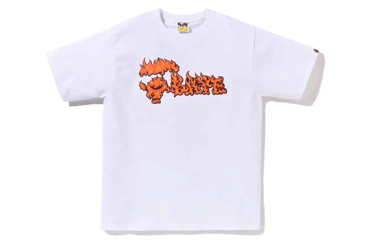 BAPE BAPE Flame Ape Face Tee White