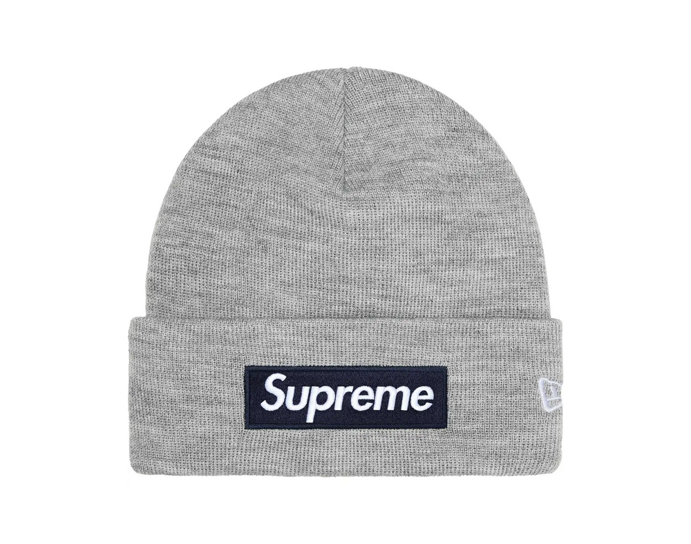 Supreme New Era Box Logo Beanie Heather Grey (FW25)
