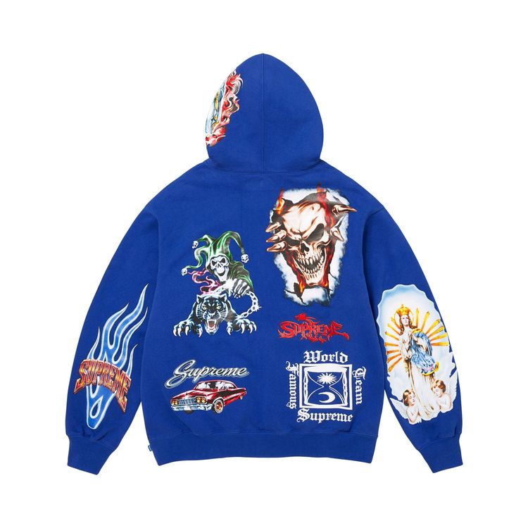 Supreme Stickers Hooded Sweatshirt Blue