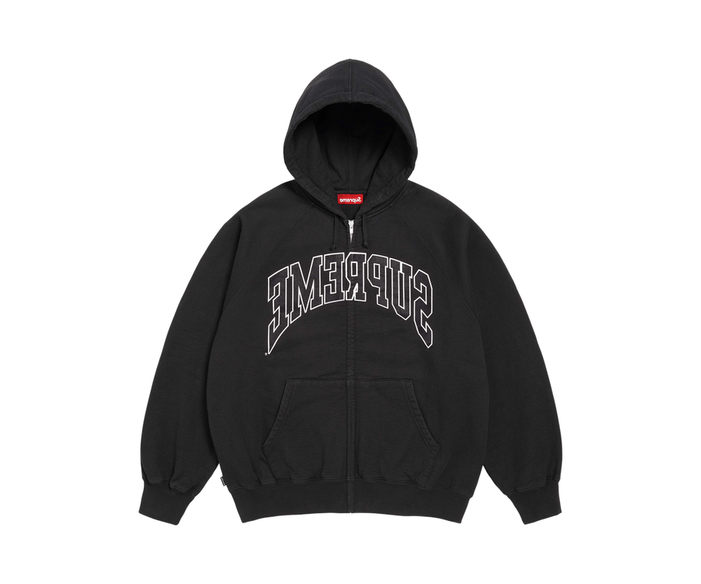 Supreme Cracked Raglan Zip Up Hooded Sweatshirt 'Black'