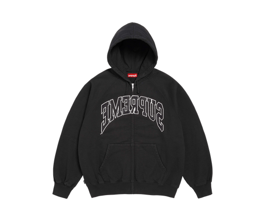 Supreme Cracked Raglan Zip Up Hooded Sweatshirt 'Black'