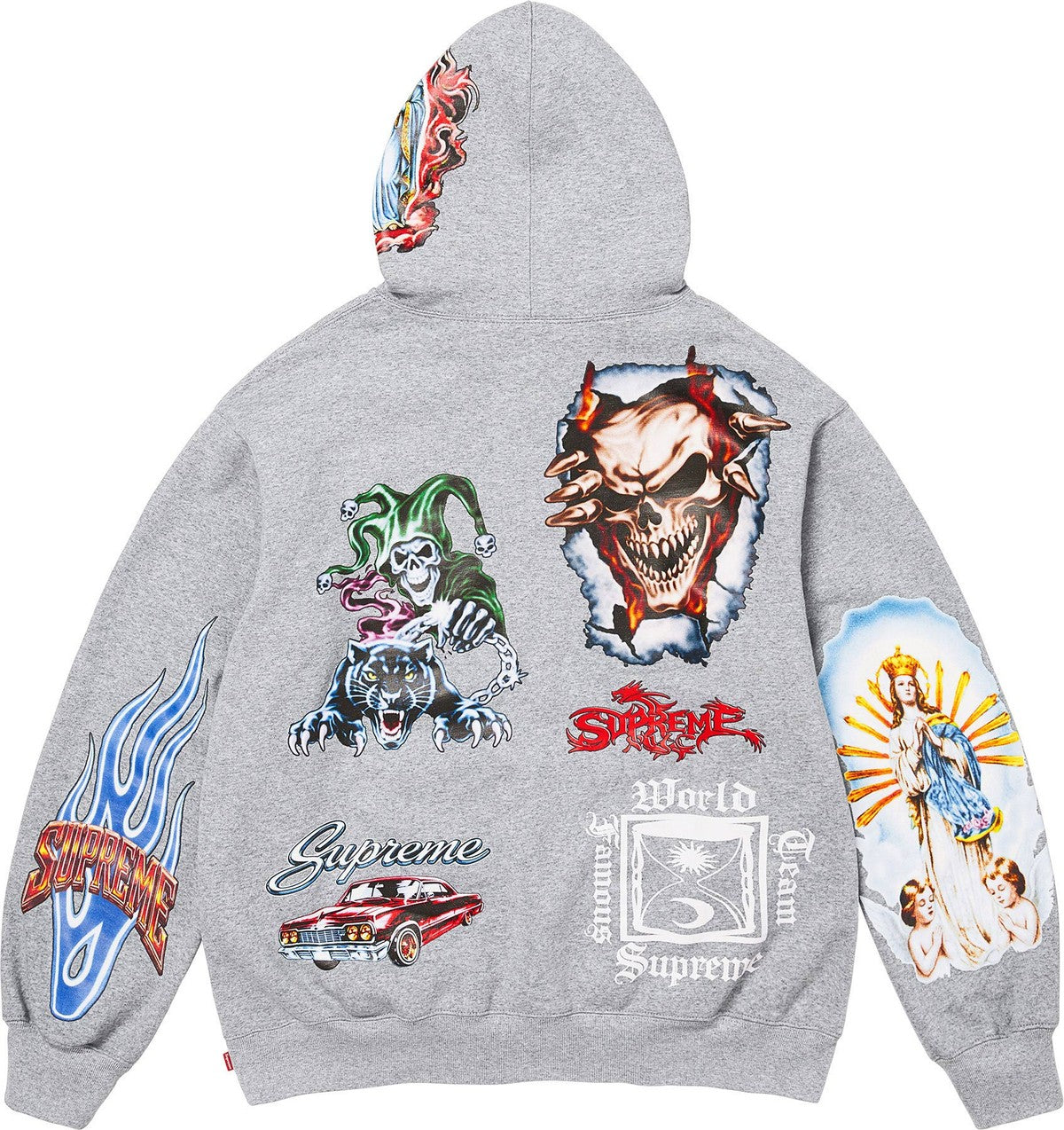 Supreme Stickers Hooded Sweatshirt Heather Grey