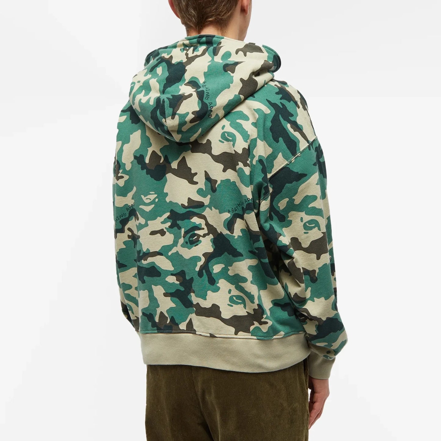 BAPE Woodland Camo Loose Fit Full Zip Hoodie Olive Drab