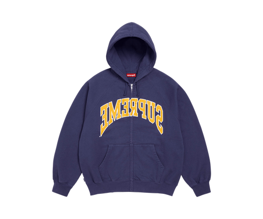 Supreme Cracked Raglan Zip Up Hooded Sweatshirt 'Washed Navy'