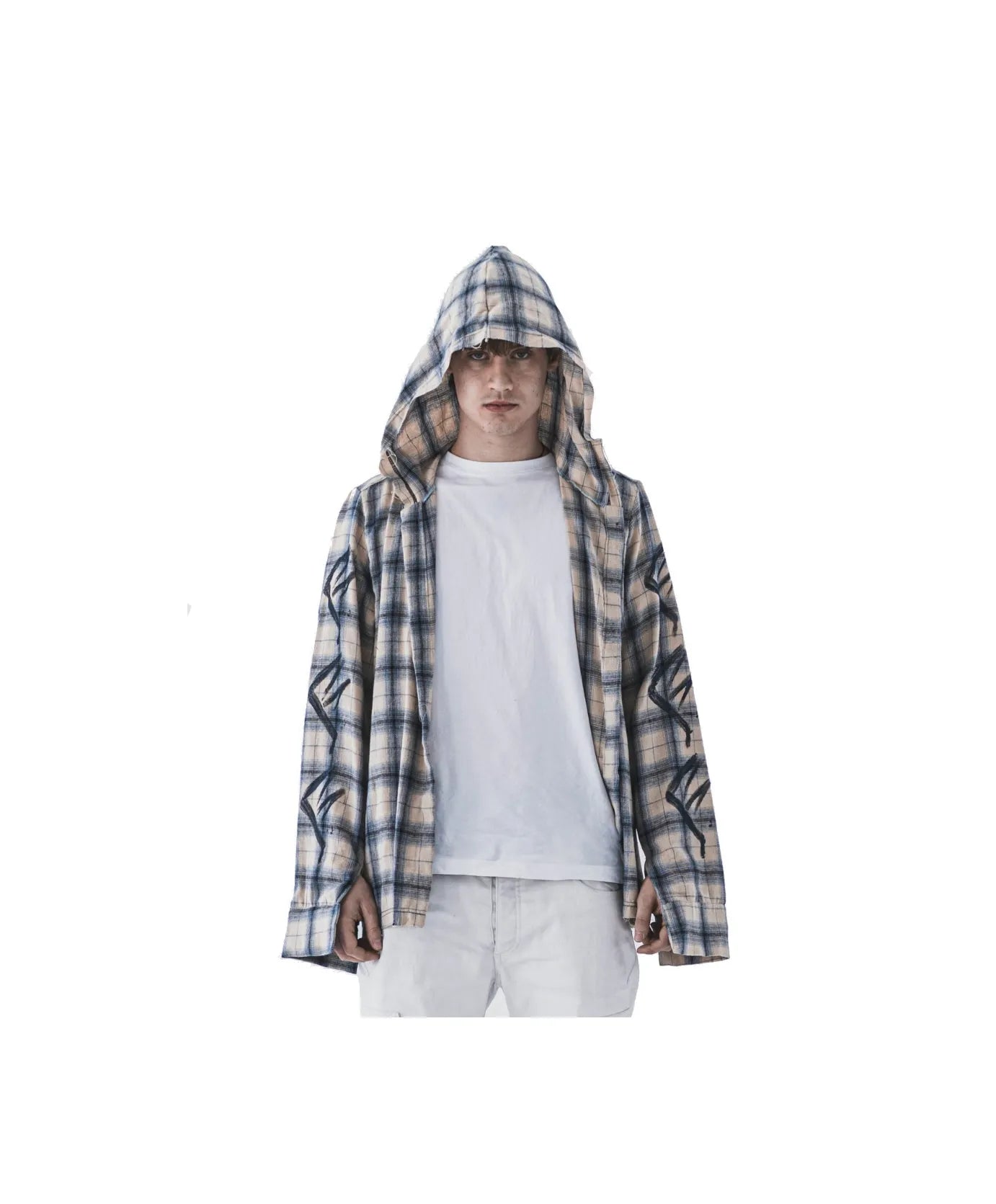 FVCK Painted Flanel Shirt White Navy
