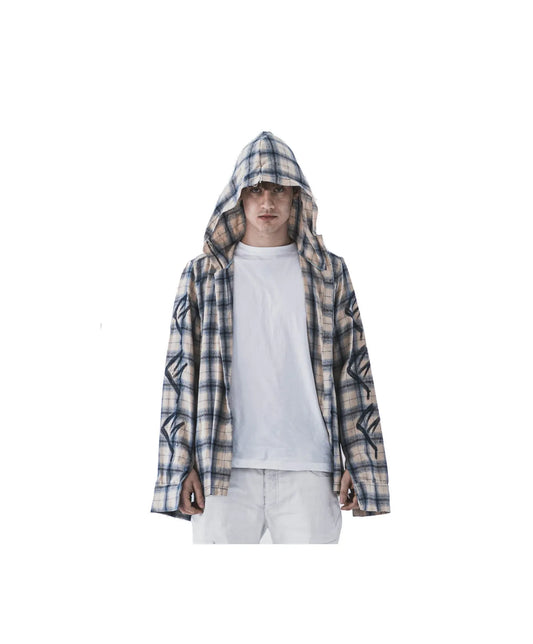 FVCK Painted Flanel Shirt White Navy