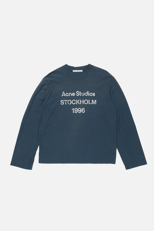 Acne Studios Sprayed 1996 Logo Long Sleeve T-shirt Deep Blue