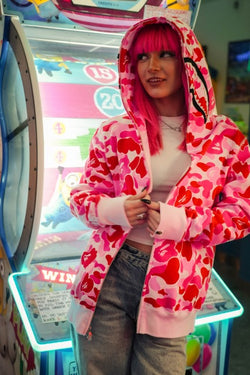 BAPE ABC Camo Shark Full Zip Hoodie Pink