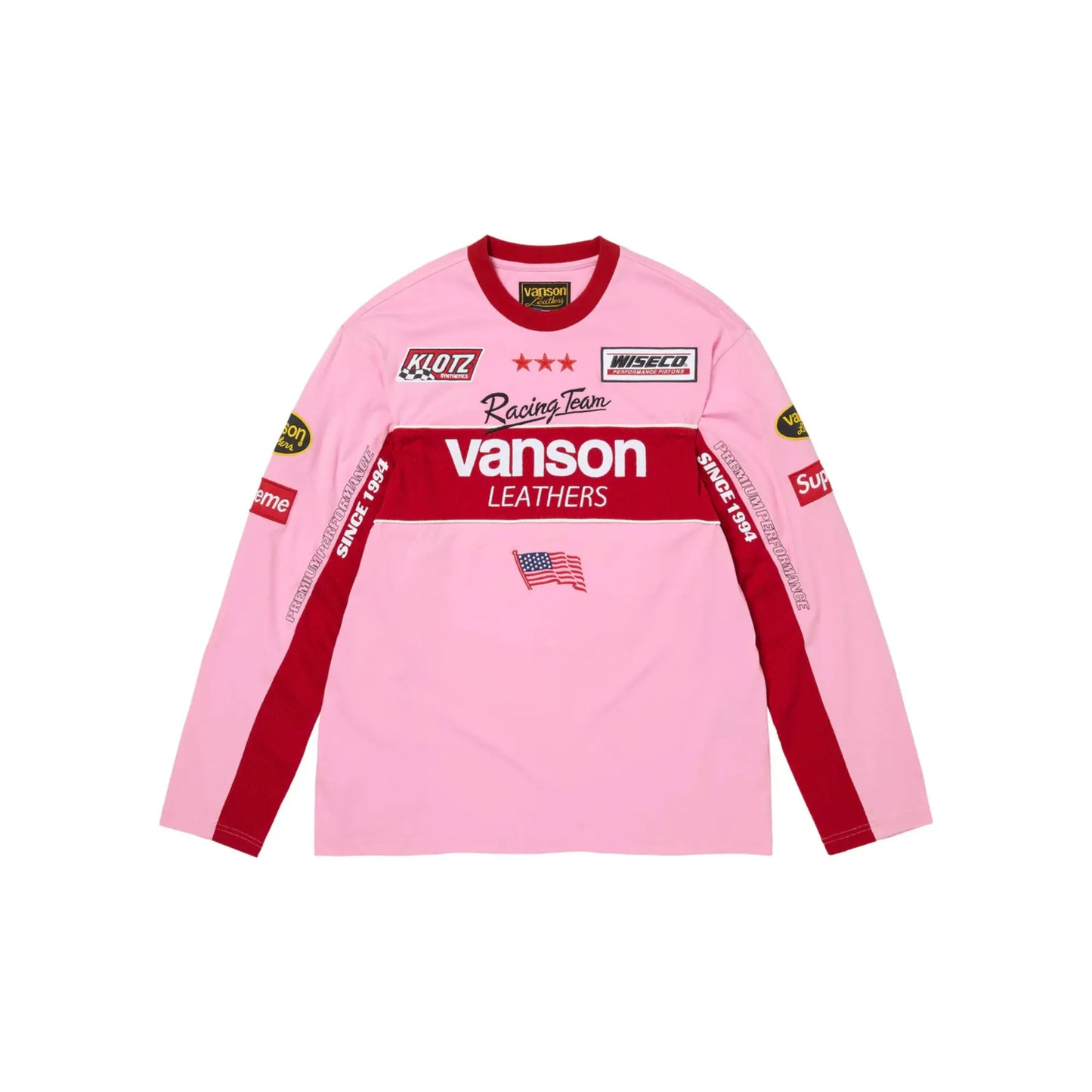 Supreme Vanson Leathers L/S Top Pink - SUPR-VANSLS-PNK