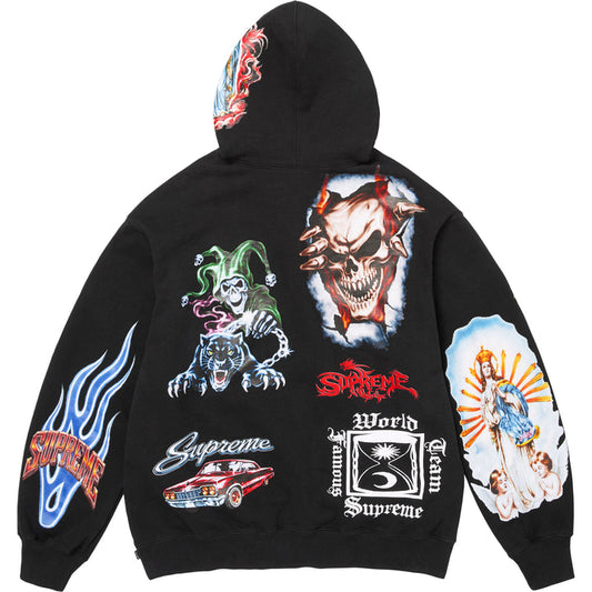 Supreme Stickers Hooded Sweatshirt Black
