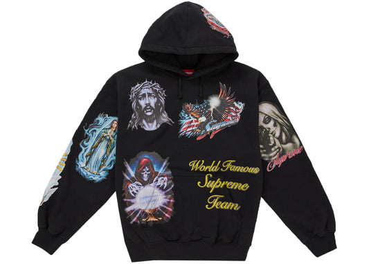 Supreme Stickers Hooded Sweatshirt Black