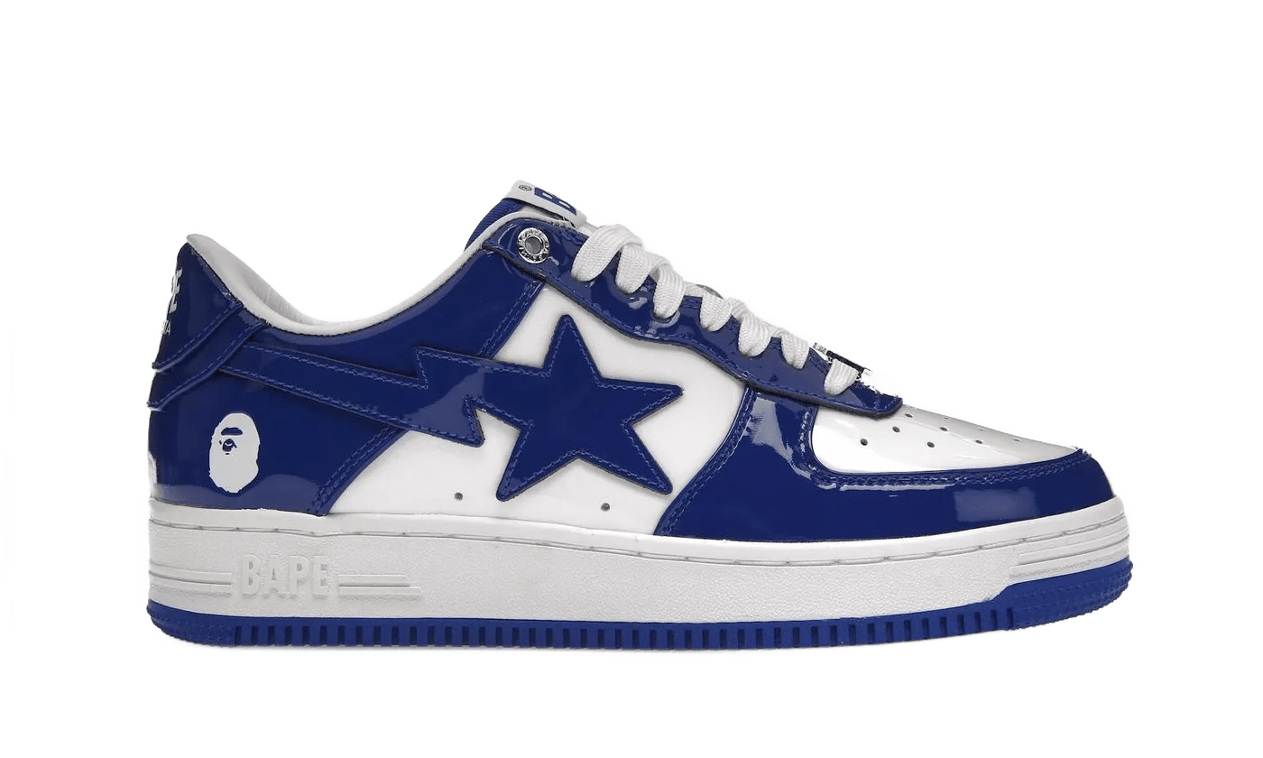 A Bathing Ape Bape Sta Patent Leather White Blue (2023) - 1I70-291-021/1I70-191-022