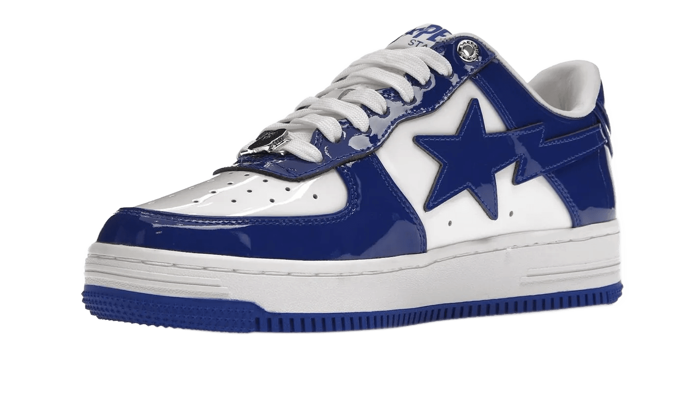 A Bathing Ape Bape Sta Patent Leather White Blue (2023) - 1I70-291-021/1I70-191-022