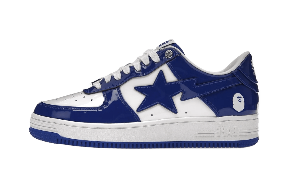 A Bathing Ape Bape Sta Patent Leather White Blue (2023) - 1I70-291-021/1I70-191-022