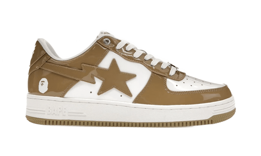 A Bathing Ape Bape Sta Patent Leather White Khaki (2023) - 1I70-291-021/1I70-191-022