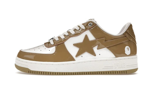 A Bathing Ape Bape Sta Patent Leather White Khaki (2023) - 1I70-291-021/1I70-191-022