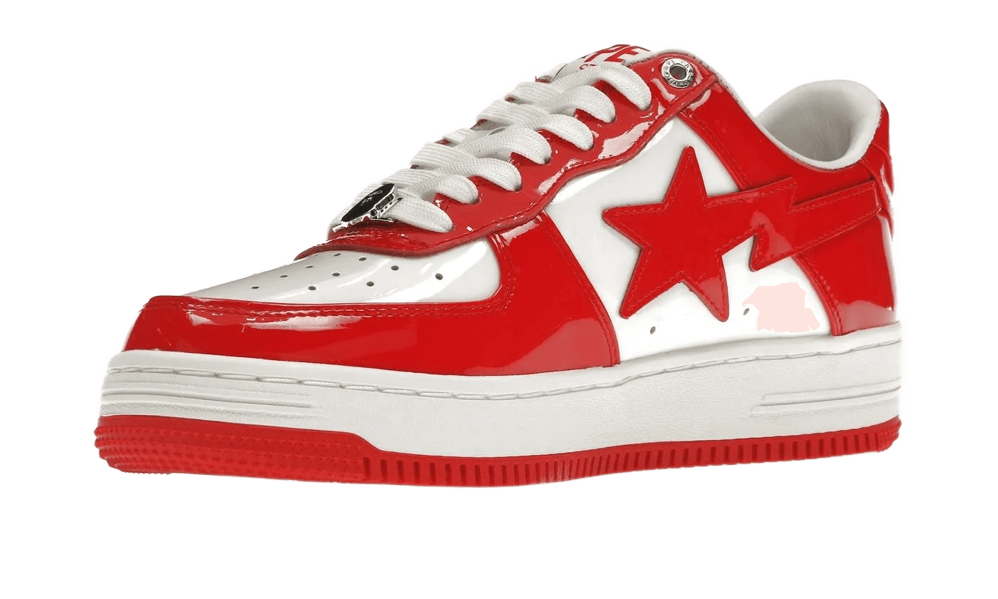 A Bathing Ape Bape Sta Patent Leather White Red (2023) - 1I70-291-021/1I70-191-022